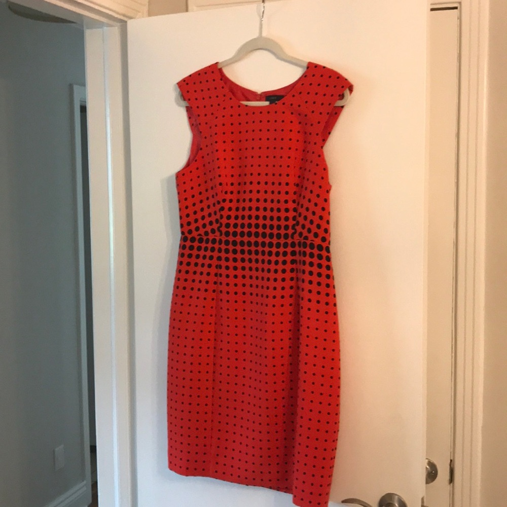 Brand new red and polka JCrew Sheath